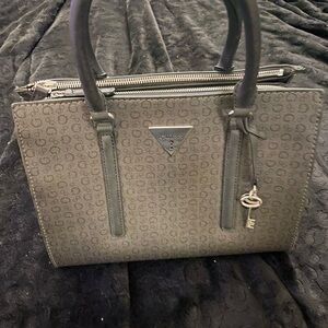 Guess Black Textured Handbag with Key Accent